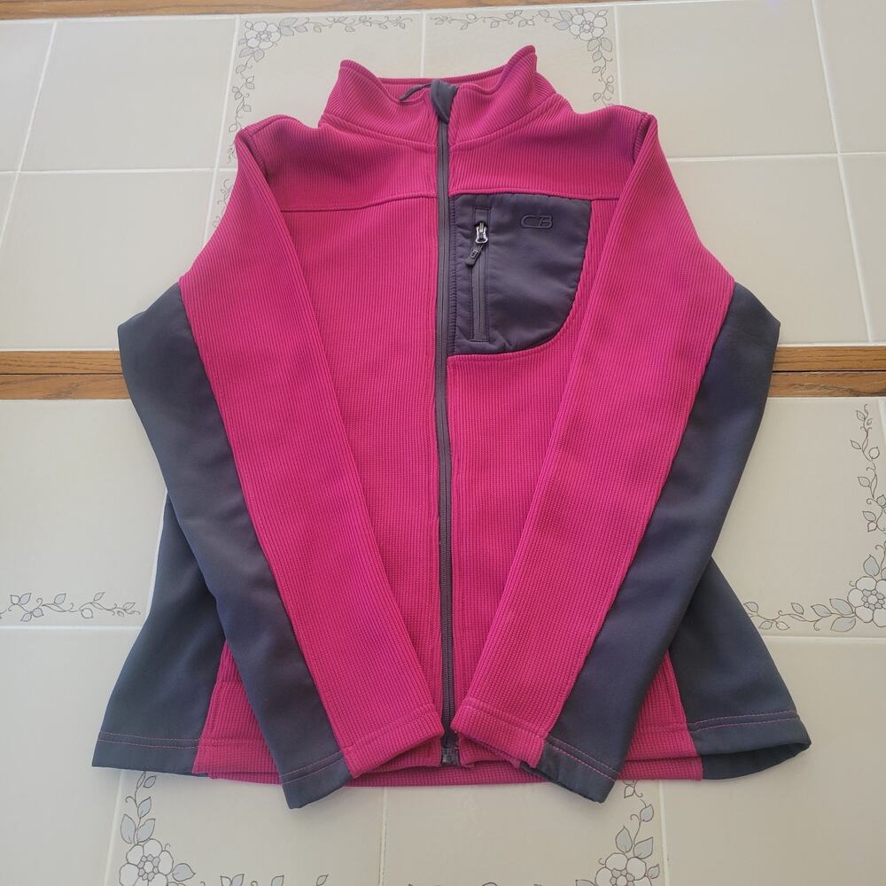 CB Pink and Gray Womens Hoodless Jacket Size L Zip-Up Pocket